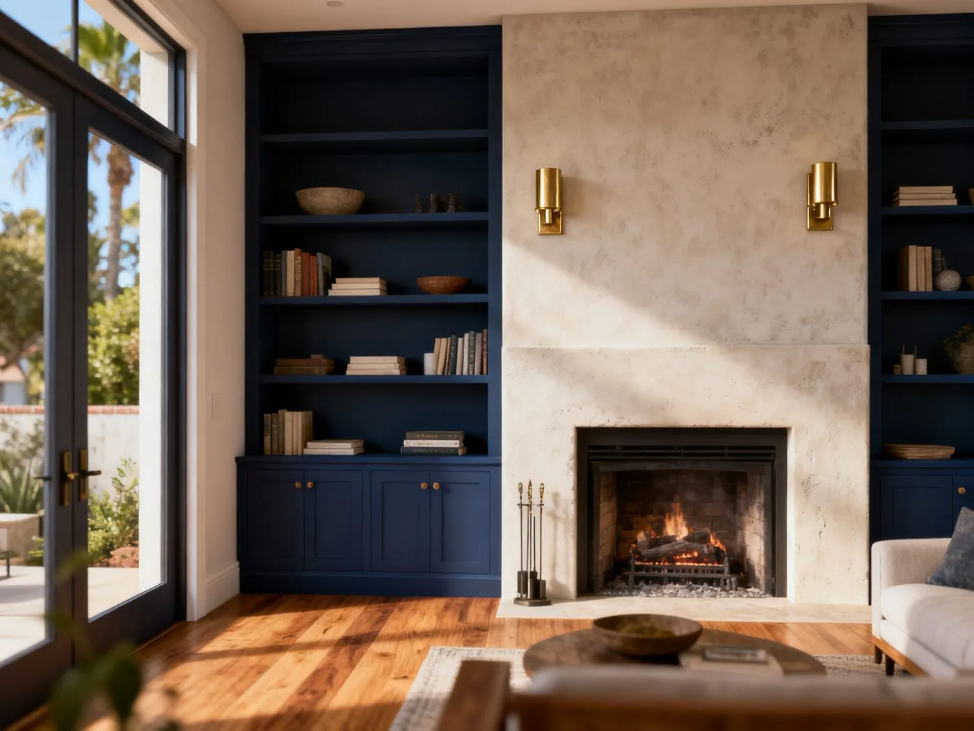 3D architectural rendering of a modern California residential interior design
